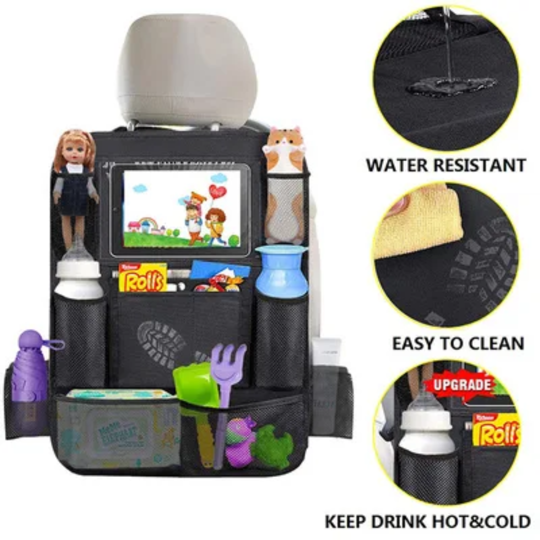 Car Back Seat Organizer with Tablet Holder – Kids Car Storage Organizer