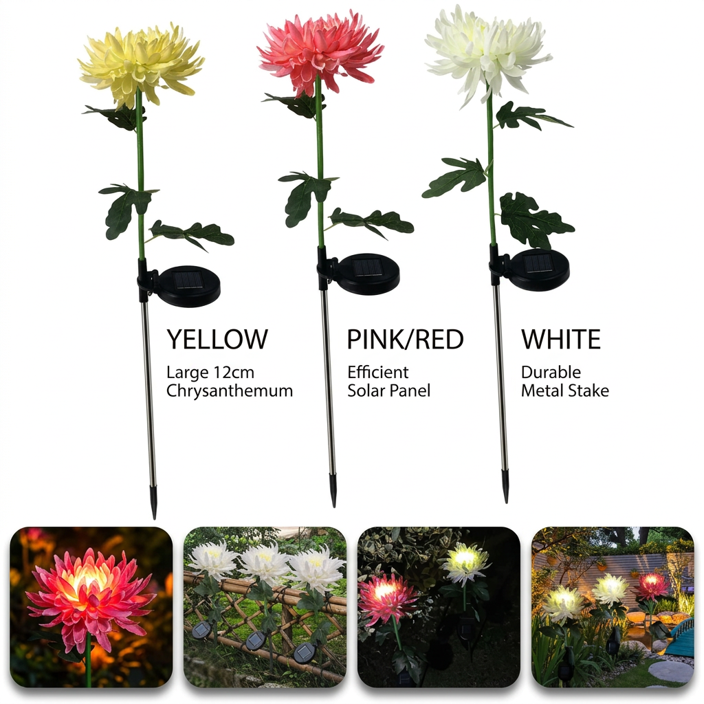 Solar Flower Lights Outdoor – Waterproof LED Garden Lights, Colorful Decorative Flowers for Yard, Patio & Walkway